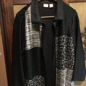 Chico's Travelers Collection Open Cardigan Duster Textured Fabric Size 2